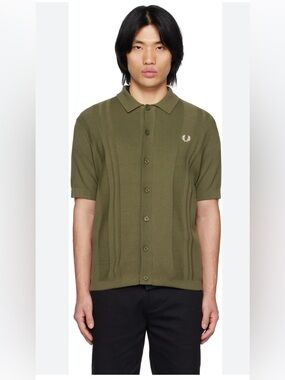 Fred Perry Olive Green Short Sleeve Button Polo